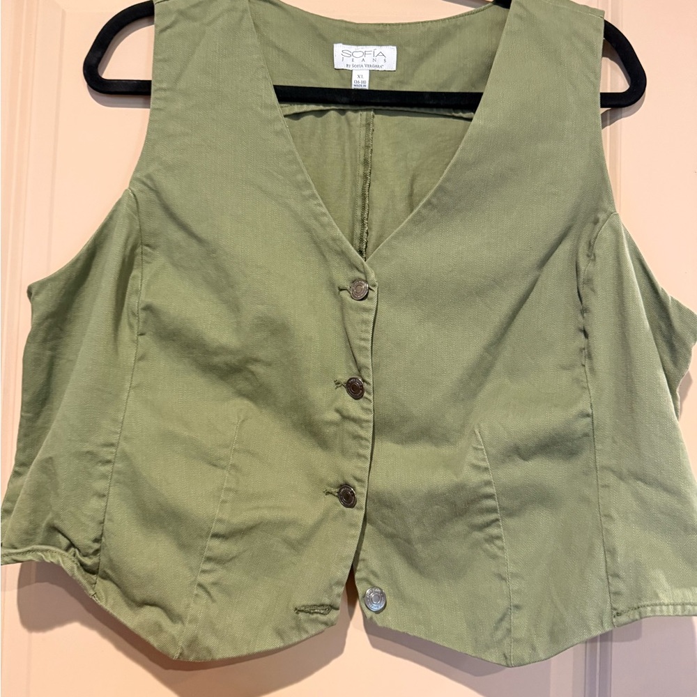 Olive Green Button-Up Vest